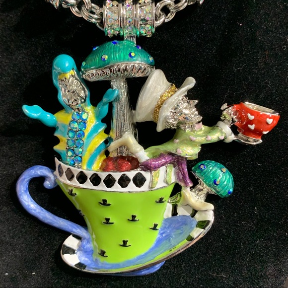 NIB Kirks Folly Wonderland Tea Party Magnetic Enhancer and Necklace Silver Tone - Picture 12 of 12